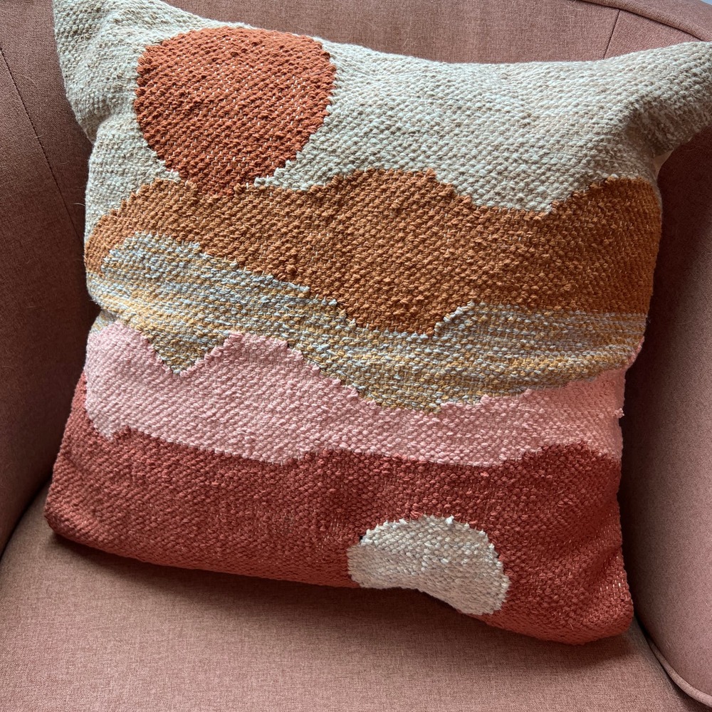 Merchant 41 Textured Sunrise Sunset Square Throw Pillow 18" Cream Pink Rust Boho